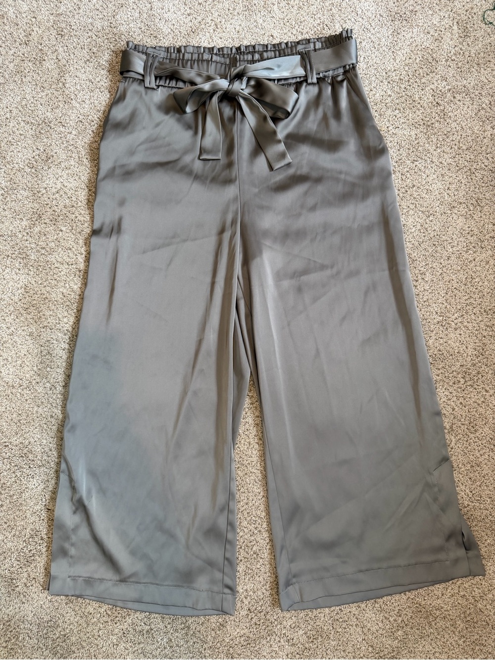 Joie Gray Wide-Leg Paperbag Waist Wide Leg Ankle Pants